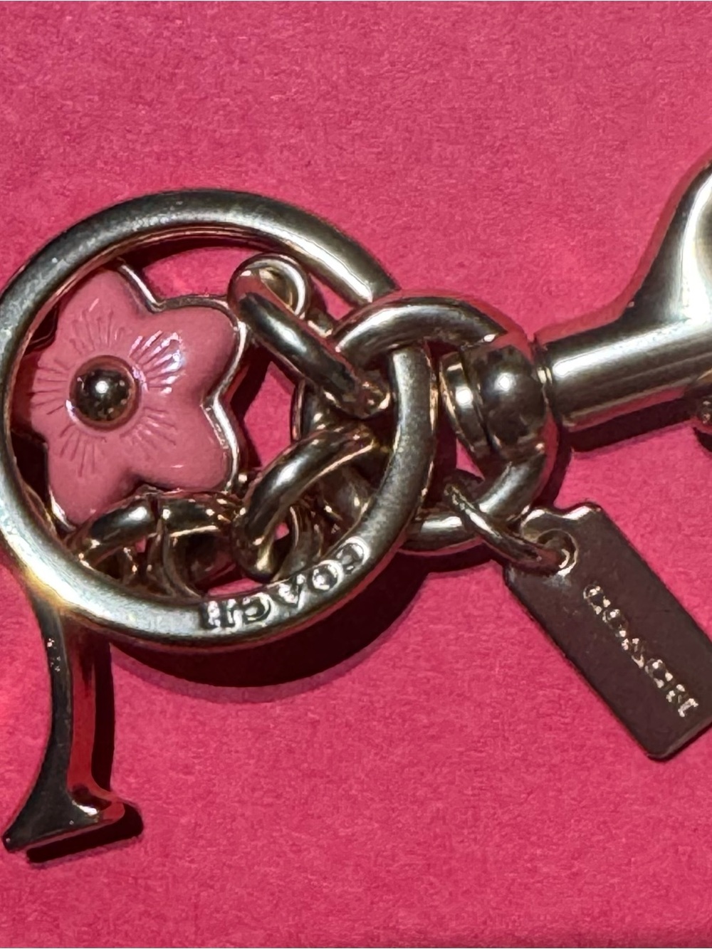 Coach Tea Rose Gold-Tone Keyring Bag Charm - Picture 16 of 16